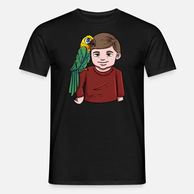 Junge mit Papagei - Männer T-Shirt - Schwarz