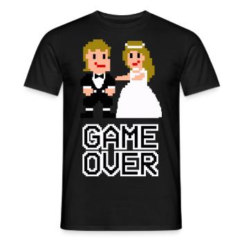 Game Over Pixel Held - Braut & Bräutiam - JGA - Männer T-Shirt - Schwarz - Vorne - AI Model Male 178 light (178cm)