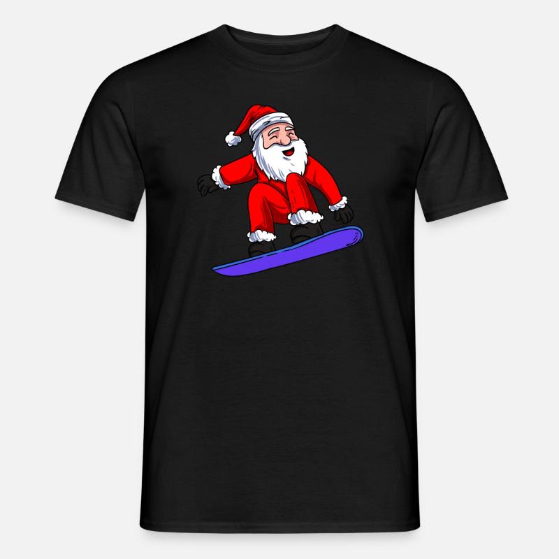 Weihnachtsmann Snowboarding - Männer T-Shirt - Schwarz
