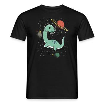 Brachiousaurus Dinosaur Paleontologist Astronaut - Men's T-Shirt - black - Front - AI Model Male 178 light (178cm)