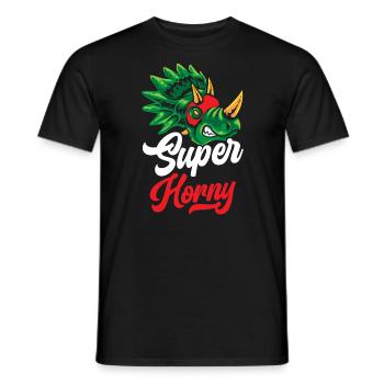 Super Horny Triceratops Dinosaur Prehistoric Dino - Men's T-Shirt - black - Front - AI Model Male 178 light (178cm)