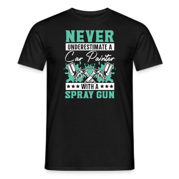 Unterschätzen Sie niemals einen Autolackierer mit einer Spritzpistole - Männer T-Shirt - Schwarz - Vorne - AI Model Male 178 light (178cm)