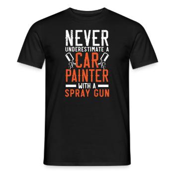Unterschätzen Sie niemals einen Autolackierer mit einer Spritzpistole - Männer T-Shirt - Schwarz - Vorne - AI Model Male 178 light (178cm)
