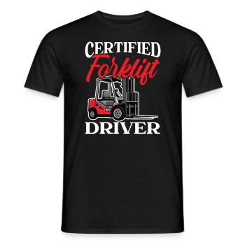 Certified Forklift Driver Job Warehouse Worker - Men's T-Shirt - black - Front - AI Model Male 178 light (178cm)