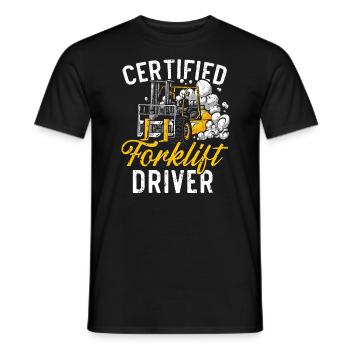 Zertifizierter Gabelstaplerfahrer Job Lagerarbeiter - Männer T-Shirt - Schwarz - Vorne - AI Model Male 178 light (178cm)