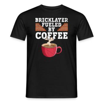 Bricklayer Fueled By Coffee Drinker Brickmason - Men's T-Shirt - black - Front - AI Model Male 178 light (178cm)
