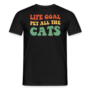 Objectif de vie: Pet All The Cats II - T-shirt homme - noir - Devant - AI Model Male 178 light (178cm)