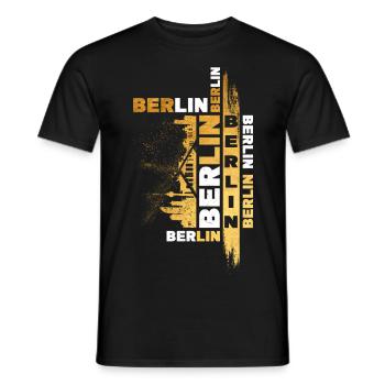 Berlin Germany City Skyline Font Gold - Men's T-Shirt - black - Front - AI Model Male 178 light (178cm)