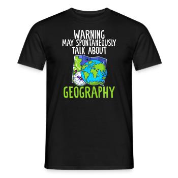 Warning May Spontaneously Talk About Geography - Men's T-Shirt - black - Front - AI Model Male 178 light (178cm)