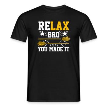 Funny Lacrosse Defender - Men's T-Shirt - black - Front - AI Model Male 178 light (178cm)