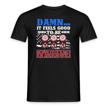 Amerikanische US Flagge Patriotische Ureinwohner A - Männer T-Shirt - Schwarz - Vorne - AI Model Male 178 light (178cm)