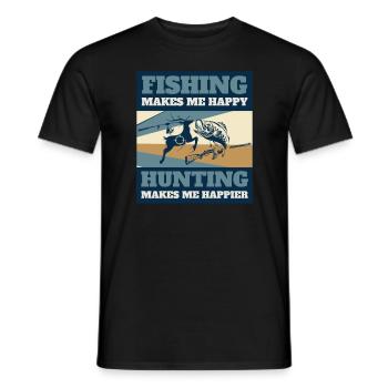Fishing Fishing Rod Bow Hunting Antlers - Men's T-Shirt - black - Front - AI Model Male 178 light (178cm)