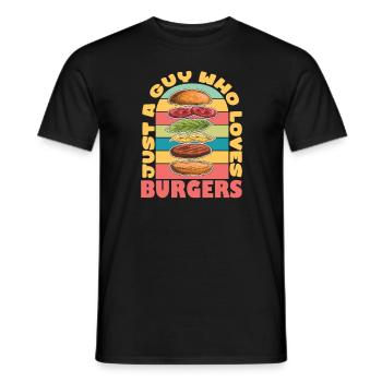 Juste un gars qui aime les hamburgers Fast-Food - T-shirt homme - noir - Devant - AI Model Male 178 light (178cm)