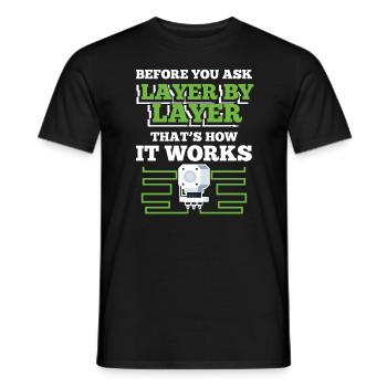 3D Drucker - Männer T-Shirt - Schwarz - Vorne - AI Model Male 178 light (178cm)