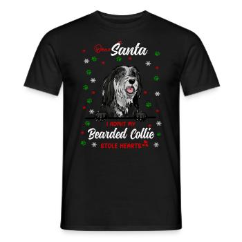 Bearded Collie Hund Weihnachten Hunderasse - Männer T-Shirt - Schwarz - Vorne - AI Model Male 178 light (178cm)