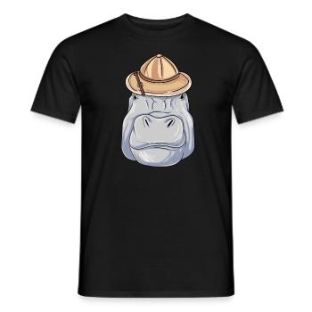 Hippo Safari Hat African Animals - Men's T-Shirt - black - Front - AI Model Male 178 light (178cm)