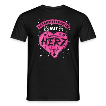Altenpflegerin mit Herz Altenpflege Senioren - Männer T-Shirt - Schwarz - Vorne - AI Model Male 178 light (178cm)