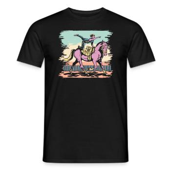 Saut à cheval Voltigeur Équitation Équitation - T-shirt homme - noir - Devant - AI Model Male 178 light (178cm)