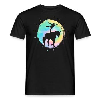 Saut à cheval Voltigeur Équitation Équitation - T-shirt homme - noir - Devant - AI Model Male 178 light (178cm)