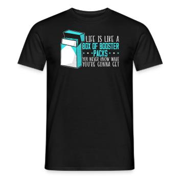 La vie est comme une boîte de boosters Packs Collectionneur de cartes - T-shirt homme - noir - Devant - AI Model Male 178 light (178cm)