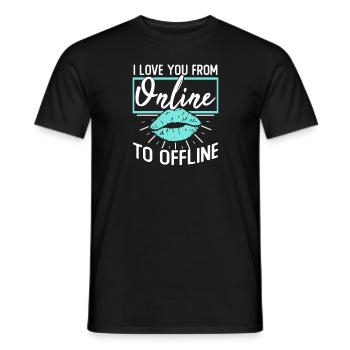 Long-distance couple engagement - Men's T-Shirt - black - Front - AI Model Male 178 light (178cm)
