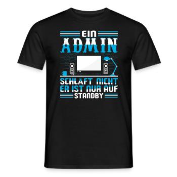 Admin Ein Administrator schläft nicht - Männer T-Shirt - Schwarz - Vorne - AI Model Male 178 light (178cm)