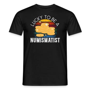 Collecte de pièces de collection numismate - T-shirt homme - noir - Devant - AI Model Male 178 light (178cm)