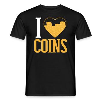 I Love Coin Collector Numismatist Coin Collecting - Men's T-Shirt - black - Front - AI Model Male 178 light (178cm)