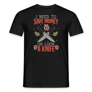 Ich muss Geld sparen Oh schau ein Messersammler - Männer T-Shirt - Schwarz - Vorne - AI Model Male 178 light (178cm)