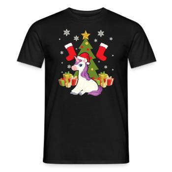 Licorne Jour de Noël Joyeuses Fêtes Père Noël - T-shirt homme - noir - Devant - AI Model Male 178 light (178cm)