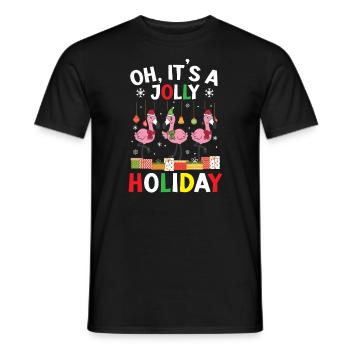 Oh, es ist ein fröhlicher Feiertag Flamingo Weihnachtstag - Männer T-Shirt - Schwarz - Vorne - AI Model Male 178 light (178cm)