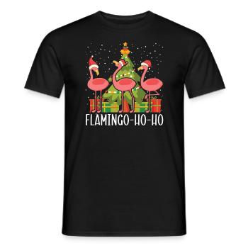 Pink Flamingo Lover Bird Merry Xmas Christmas Day - Men's T-Shirt - black - Front - AI Model Male 178 light (178cm)