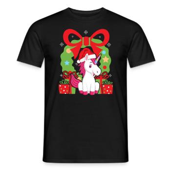 Licorne Jour de Noël Joyeuses Fêtes Père Noël - T-shirt homme - noir - Devant - AI Model Male 178 light (178cm)