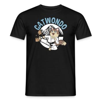 Catwondo MMA Mixed Martial Arts Taekwondo Katze - Männer T-Shirt - Schwarz - Vorne - AI Model Male 178 light (178cm)