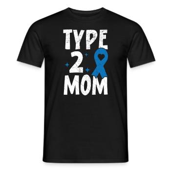 Type 2 Mom T2D Supporter Diabetes Awareness - Men's T-Shirt - black - Front - AI Model Male 178 light (178cm)
