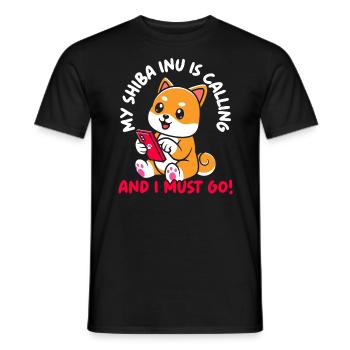 Mein Shiba Inu ruft und ich muss japanischen Hund gehen - Männer T-Shirt - Schwarz - Vorne - AI Model Male 178 light (178cm)