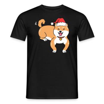 Shiba Inu Japanischer Hund Liebhaber Welpen Pfote Weihnachten - Männer T-Shirt - Schwarz - Vorne - AI Model Male 178 light (178cm)