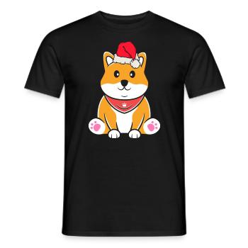 Shiba Inu Japanischer Hund Liebhaber Welpen Pfote Weihnachten - Männer T-Shirt - Schwarz - Vorne - AI Model Male 178 light (178cm)
