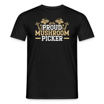 Proud Mushroom Picker Mycology Morel Hunting - Men's T-Shirt - black - Front - AI Model Male 178 light (178cm)