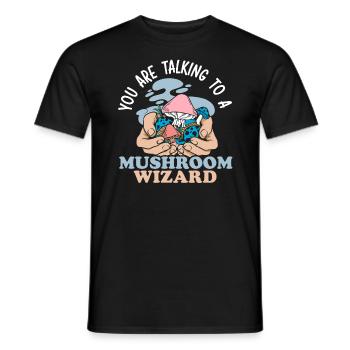 Du sprichst mit einem Pilzzauberer Mykologie - Männer T-Shirt - Schwarz - Vorne - AI Model Male 178 light (178cm)