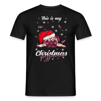 lustig Mops Weihnachten Weihnachtsschlafanzug - Männer T-Shirt - Schwarz - Vorne - AI Model Male 178 light (178cm)