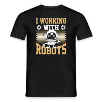 Robot Robotics Engineer - Men's T-Shirt - black - Front - AI Model Male 178 light (178cm)