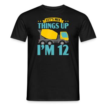 Let's Mix Things Up I'm 12 Construction Birthday - Men's T-Shirt - black - Front - AI Model Male 178 light (178cm)