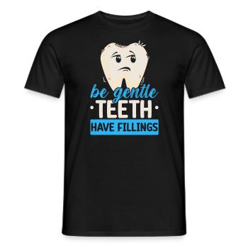 Soyez doux les dents ont des obturations futur dentiste - T-shirt homme - noir - Devant - AI Model Male 178 light (178cm)