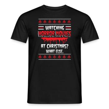 Horrorfilme gucken Filmliebhaber Weihnachten - Männer T-Shirt - Schwarz - Vorne - AI Model Male 178 light (178cm)