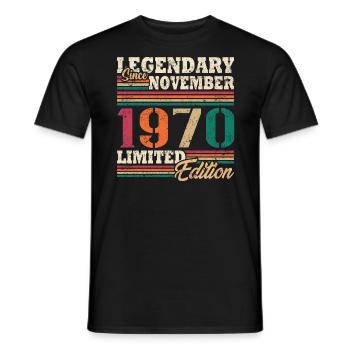 Légendaire novembre 1970 édition limitée - T-shirt homme - noir - Devant - AI Model Male 178 light (178cm)