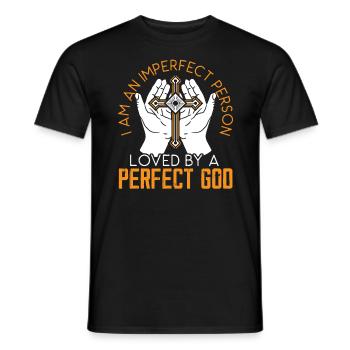 Ich bin eine unvollkommene Person, die von einem vollkommenen Gott geliebt wird - Männer T-Shirt - Schwarz - Vorne - AI Model Male 178 light (178cm)