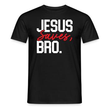 Jesus Saves Bro Religious Pastor Christian - Men's T-Shirt - black - Front - AI Model Male 178 light (178cm)