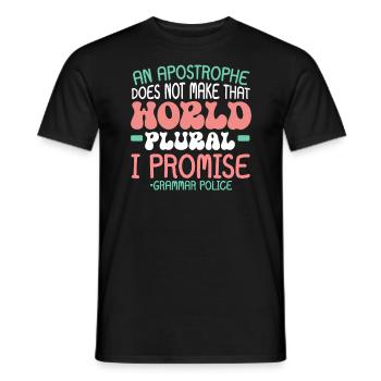 Grammaire Police Anglais Professeur d’écriture Apostrophe - T-shirt homme - noir - Devant - AI Model Male 178 light (178cm)