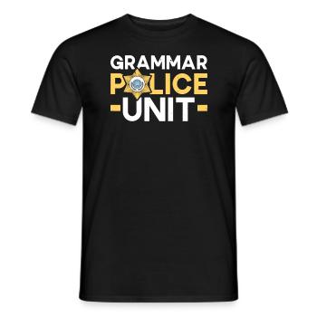 Grammar Police Unit English Writing Teacher - Men's T-Shirt - black - Front - AI Model Male 178 light (178cm)